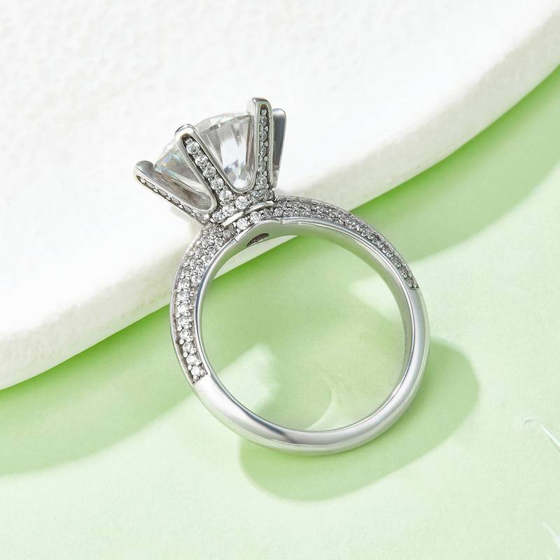 半壁江山S925银镀白金MoissaniteWomen's Ring5.0ctD级